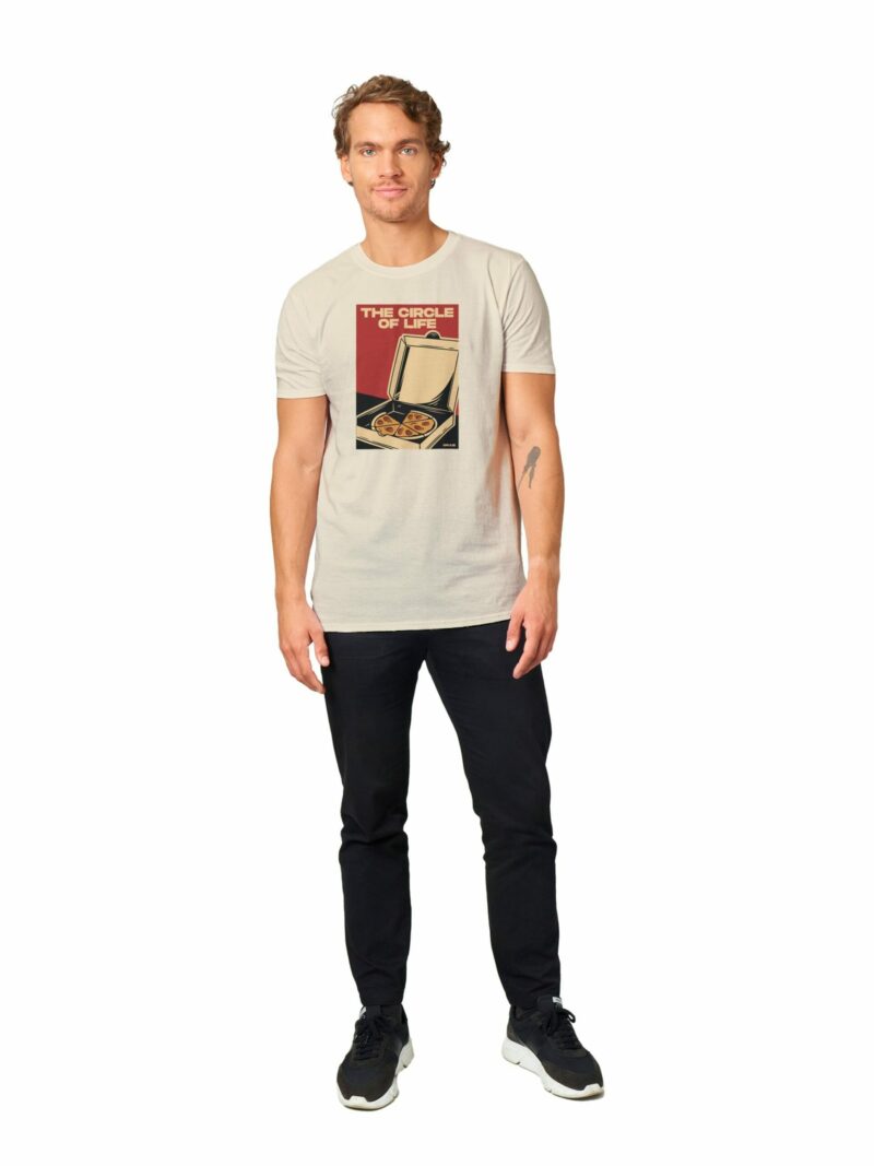 Gruue Pizza t-skjorte circle of life pizzaeske kremfarget hvit unisex